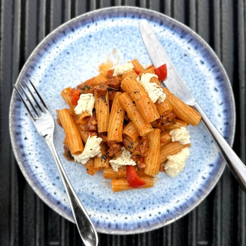 Rigatoni and chorizo pomodoro